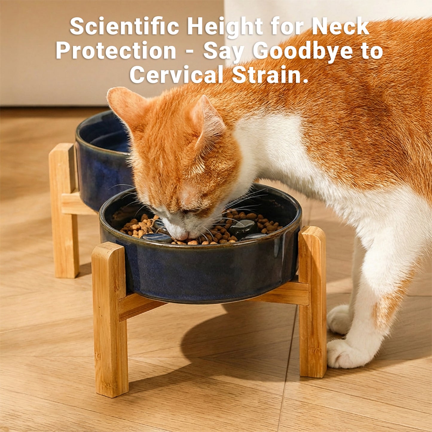 JoyPetto Elevated Ceramic Slow Feeder & Water Bowl Set with Stand